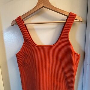 Orange Ribbed Tank Top